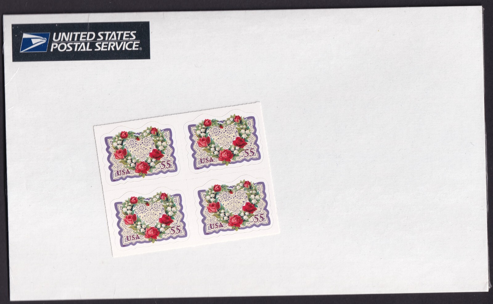 Scott #3275 Victorian Love Flower Wreath Plate Block of 4 Stamps - Sealed