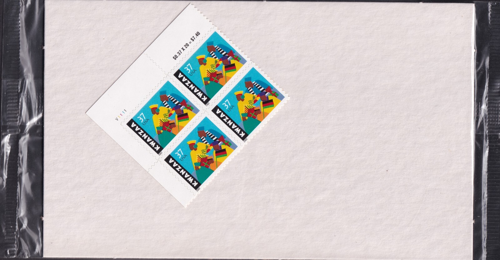 Scott #3673 Kwanzaa Plate Block of 4 Stamps - Sealed