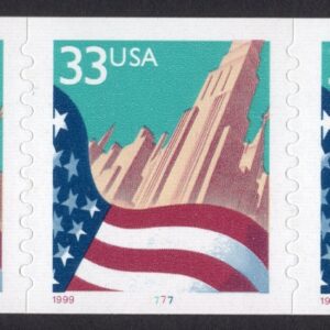 Scott #3281 Flag Over City Plate # (PNC3) 3 Stamp Coil - MNH P#7777 Large Date