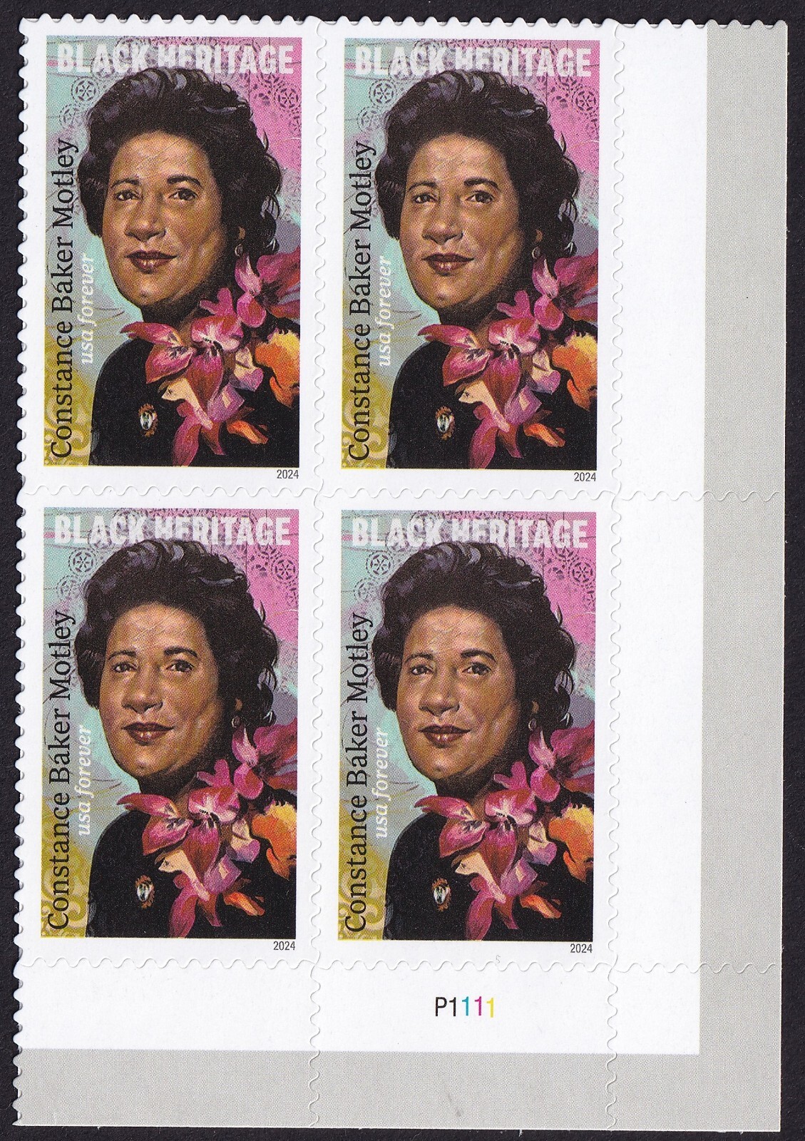 Scott #5830 Constance Baker Motley Plate Block of 4 Forever Stamps - MNH UV