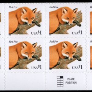 Scott #3036a Red Fox Half Sheet of 8 Stamps - MNH Bottom