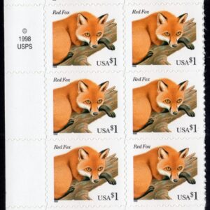 Scott #3036a Red Fox Half Sheet (Plate Block) of 10 Stamps - MNH Left