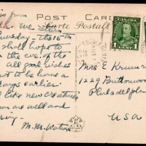 Scott #217 King George V (2) on Postcard 08/02/1935 Eboulements Centre Ottawa?