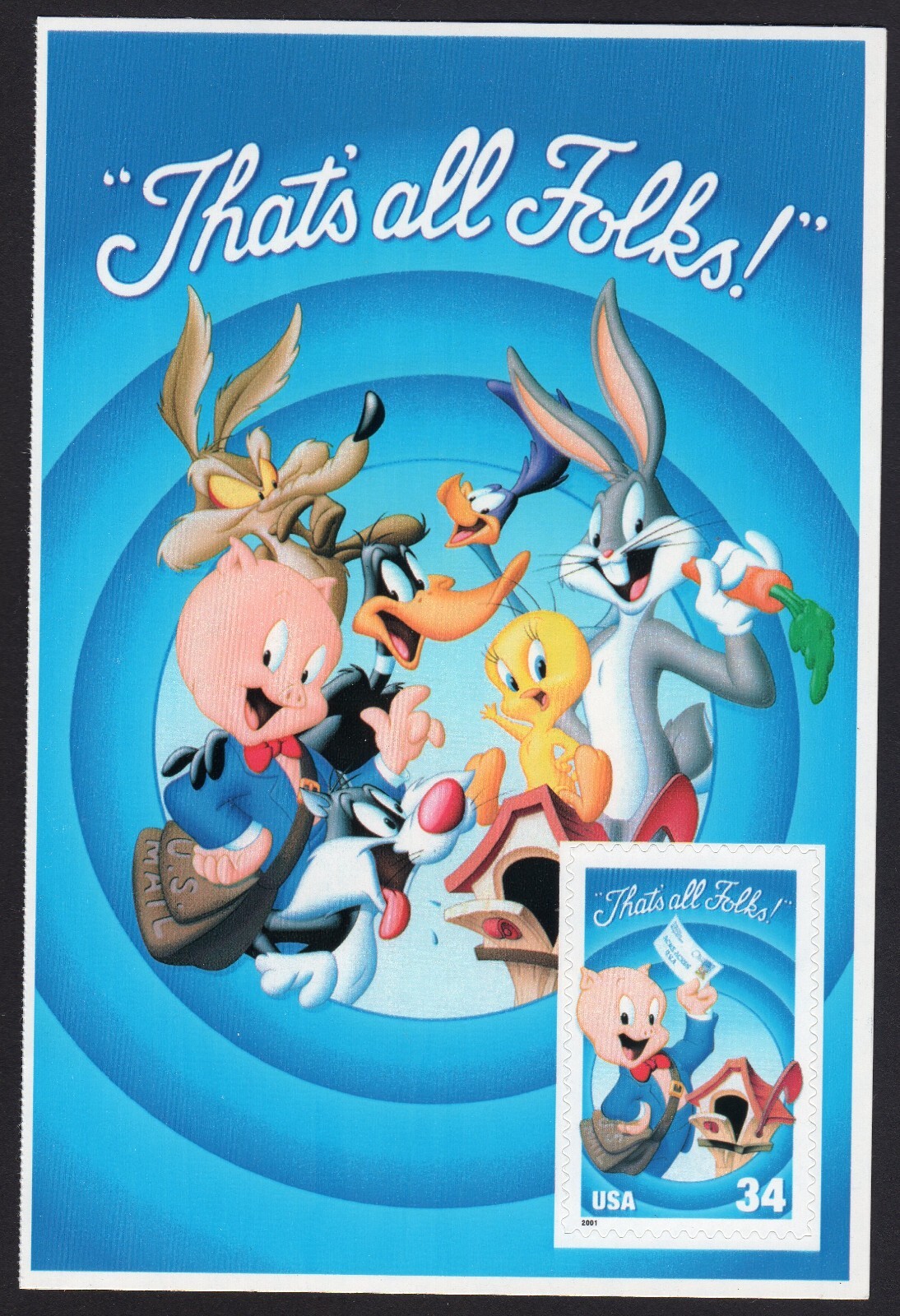 Scott #3534c Porky Pig "That's All Folks" Picture Single Stamp - MNH