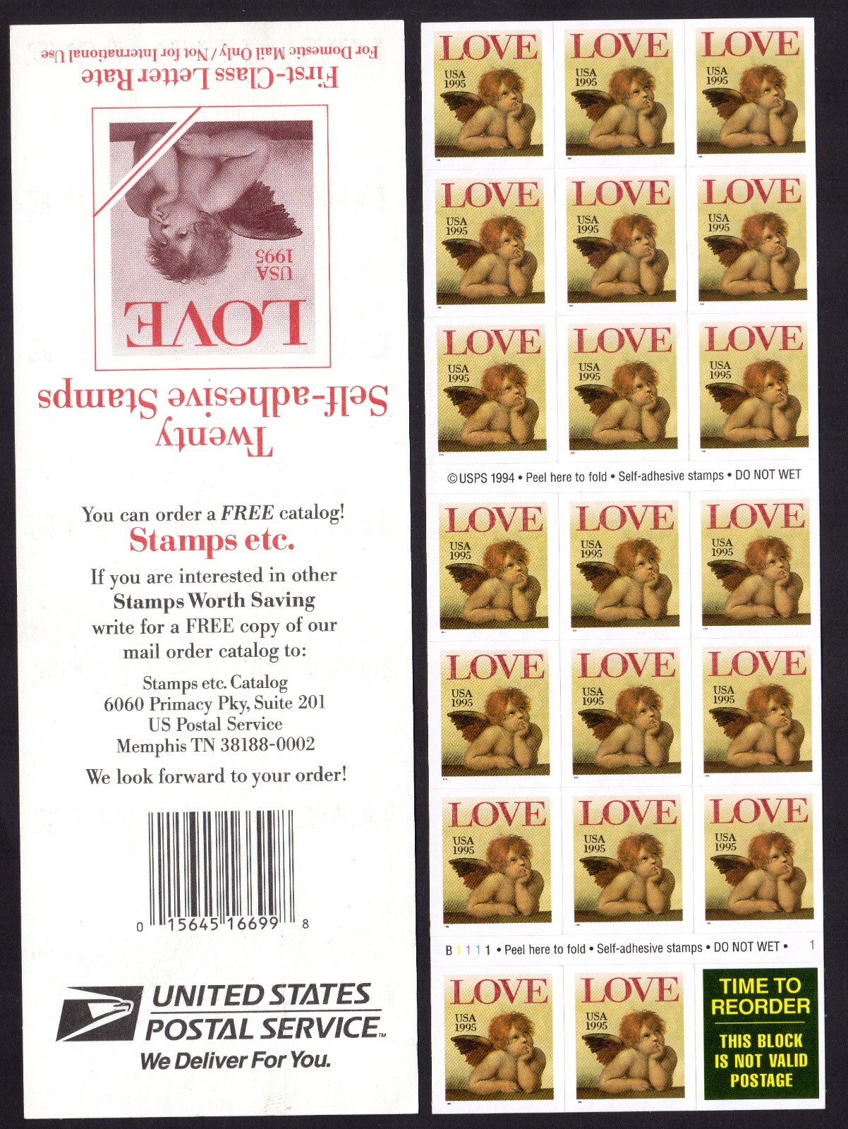 Scott #2949a Love Cherub Booklet of 20 Stamps - MNH P#B1111-1