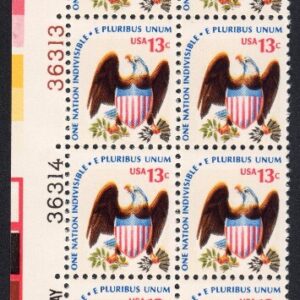 Scott #1596 - Eagle & Shield - Plate Block Of 20 Stamps - MNH Color Blocks