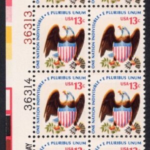 Scott #1596 - Eagle & Shield - Plate Block Of 20 Stamps - MNH PC#8