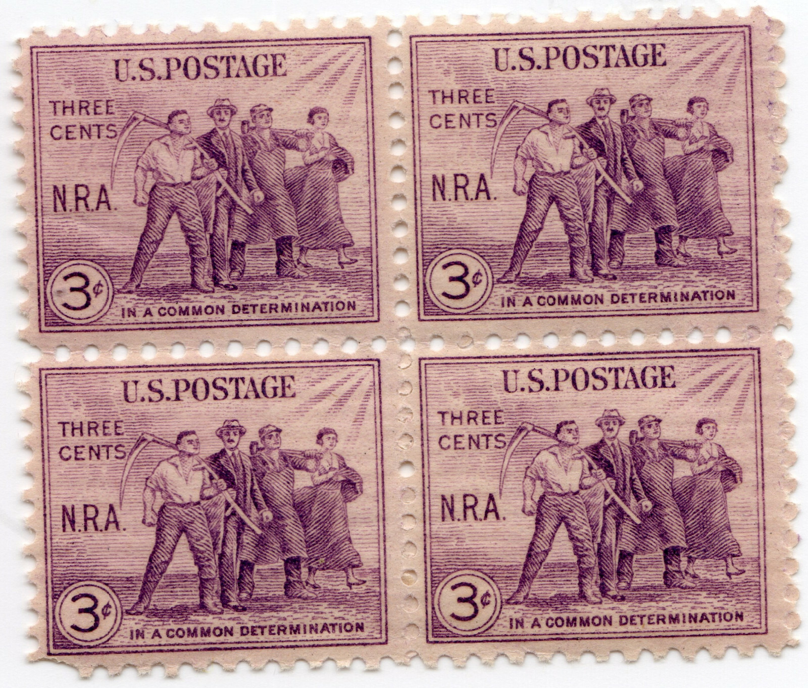 Scott #732 National Recovery Act (New Deal) Blocks of 4 Stamps - MNH