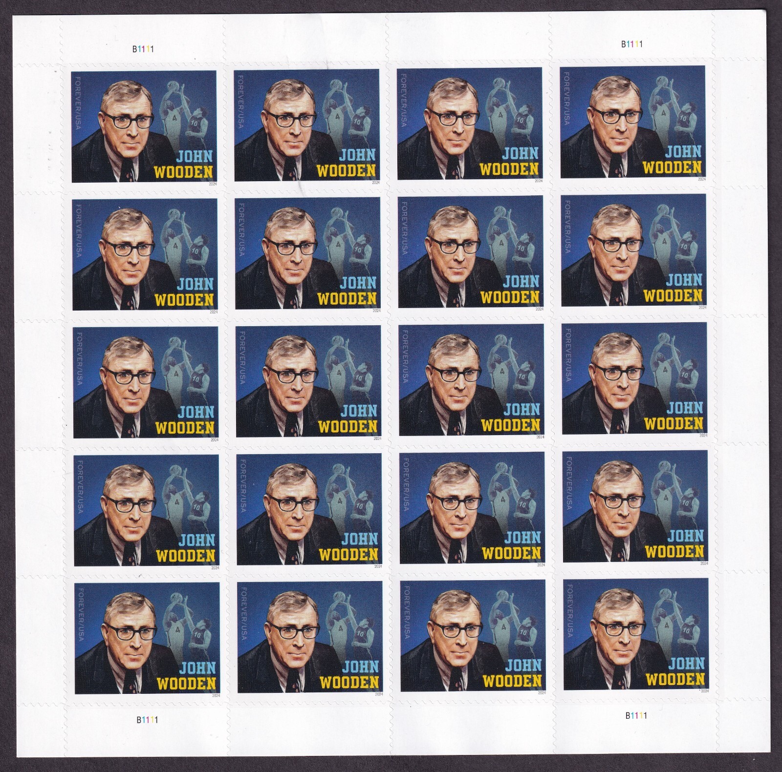 Scott #5833 John Wooden UCLA Sheet of 20 Forever Stamps - MNH UV