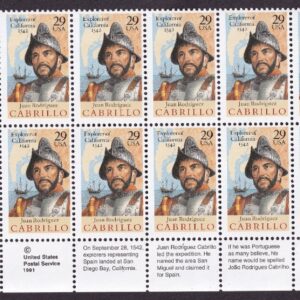 Scott #2704 Juan Rodriguez Cabrillo California Plate Block of 20 Stamps - MNH