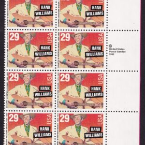 Scott #2723 Hank Williams Plate Block of 20 Stamps - MNH