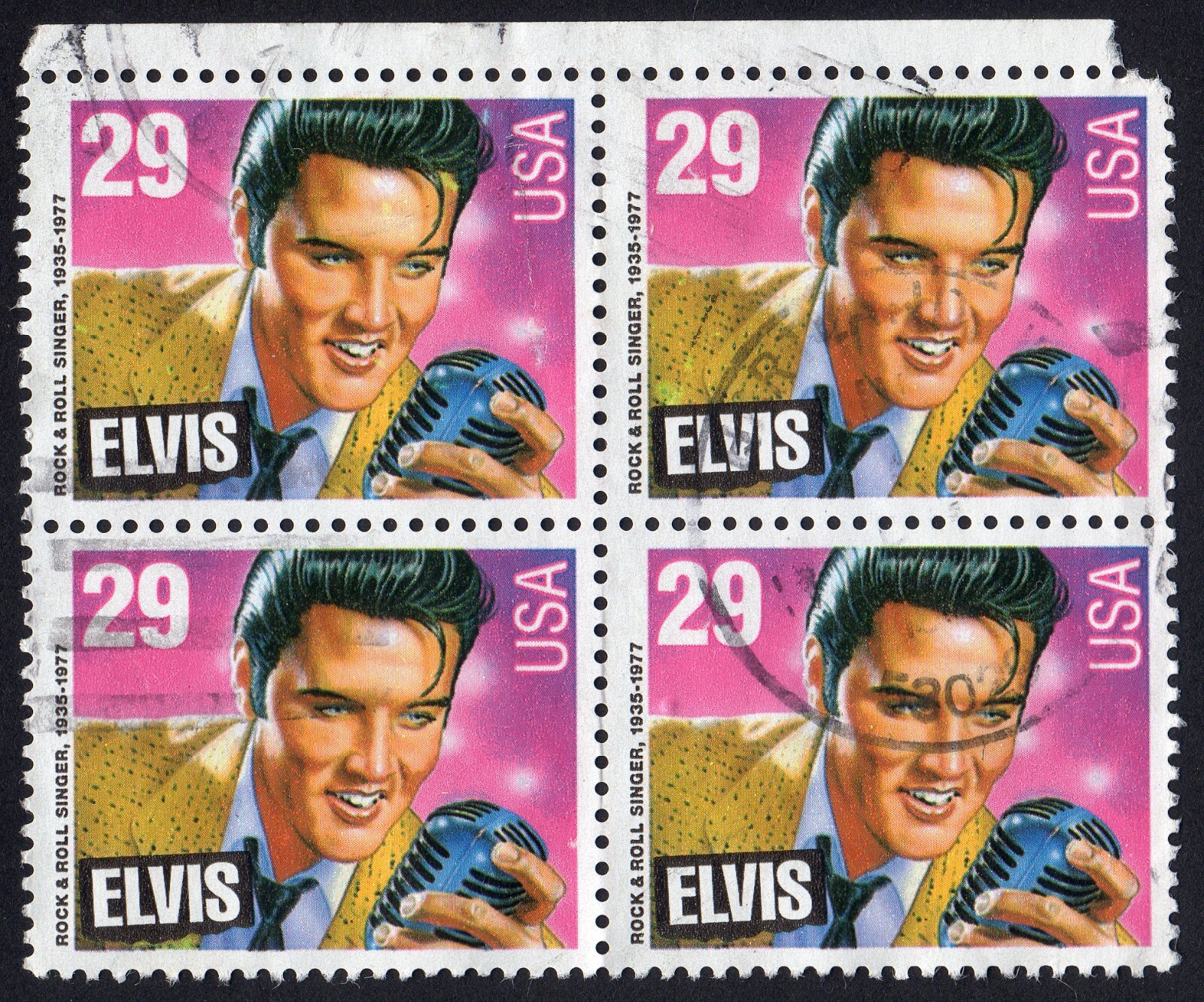 Scott #2721 Elvis Presley King of Rock & Roll Block of 4 Stamps - USED