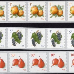Scott #5037-5038-5039 Apples Grapes Red Pears Plate # Coil of 5 Stamps MNH PNC5