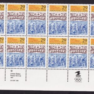 Scott #2616 World Columbian Expo Plate Block of 20 Stamps - MNH LR
