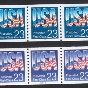 Scott #2607-2608 USA Pre-Cancel (2) Plate # (PNC3) Coil of 3 Stamps - MNH