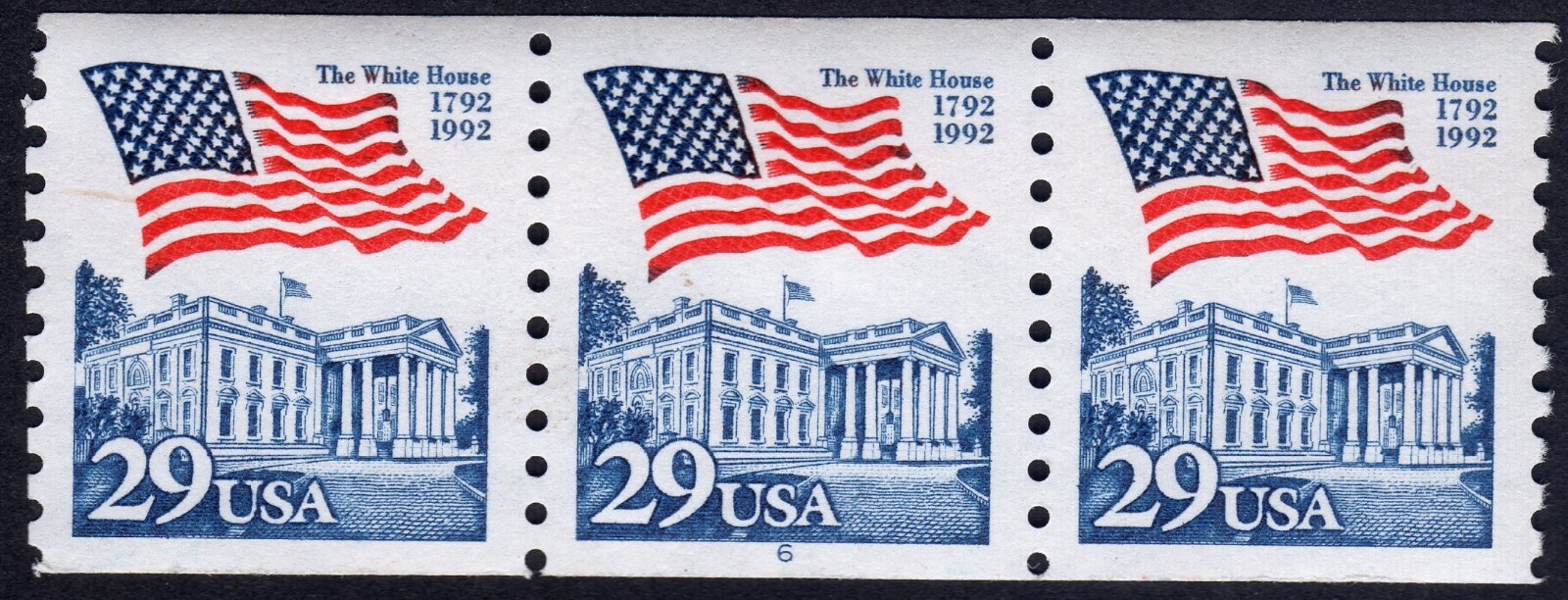 Scott #2609 Flag Over White House Plate Number Coil of 3 Stamps (PNC3) - MNH P#6