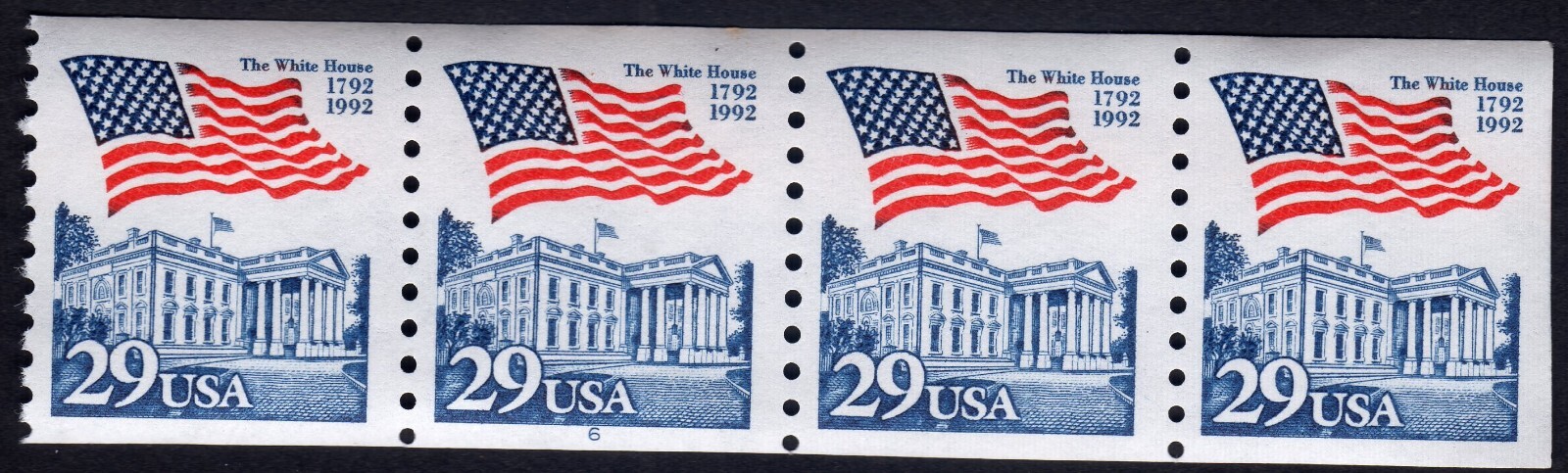 Scott #2609 Flag Over White House Plate Number Coil of 4 Stamps (PNC3) - MNH P#6