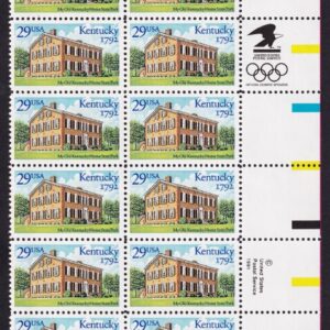 Scott #2636 29¢ Kentucky Statehood Plate Block of 20 Stamps - MNH UR