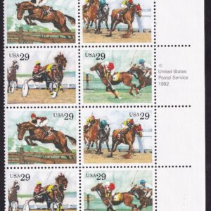 Scott #2759a (2756-59) Sporting Horses Plate Block of 16 Stamps - MNH