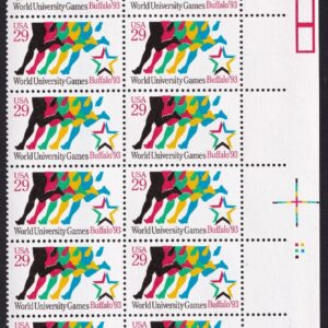 Scott #2748 29¢ World University Games Plate Block of 20 Stamps - MNH