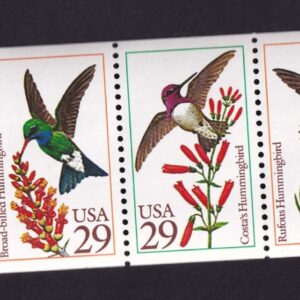Scott #2646a Hummingbirds Pane of 5 Stamps w/Tab & Plate # - MNH P#A2212112