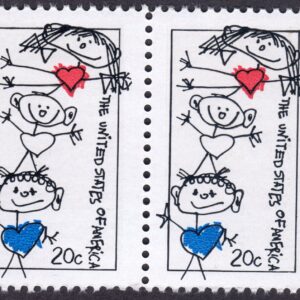 Scott #2104 Family Unity (Stick Figures) Horizontal Pair of Stamps - MNH
