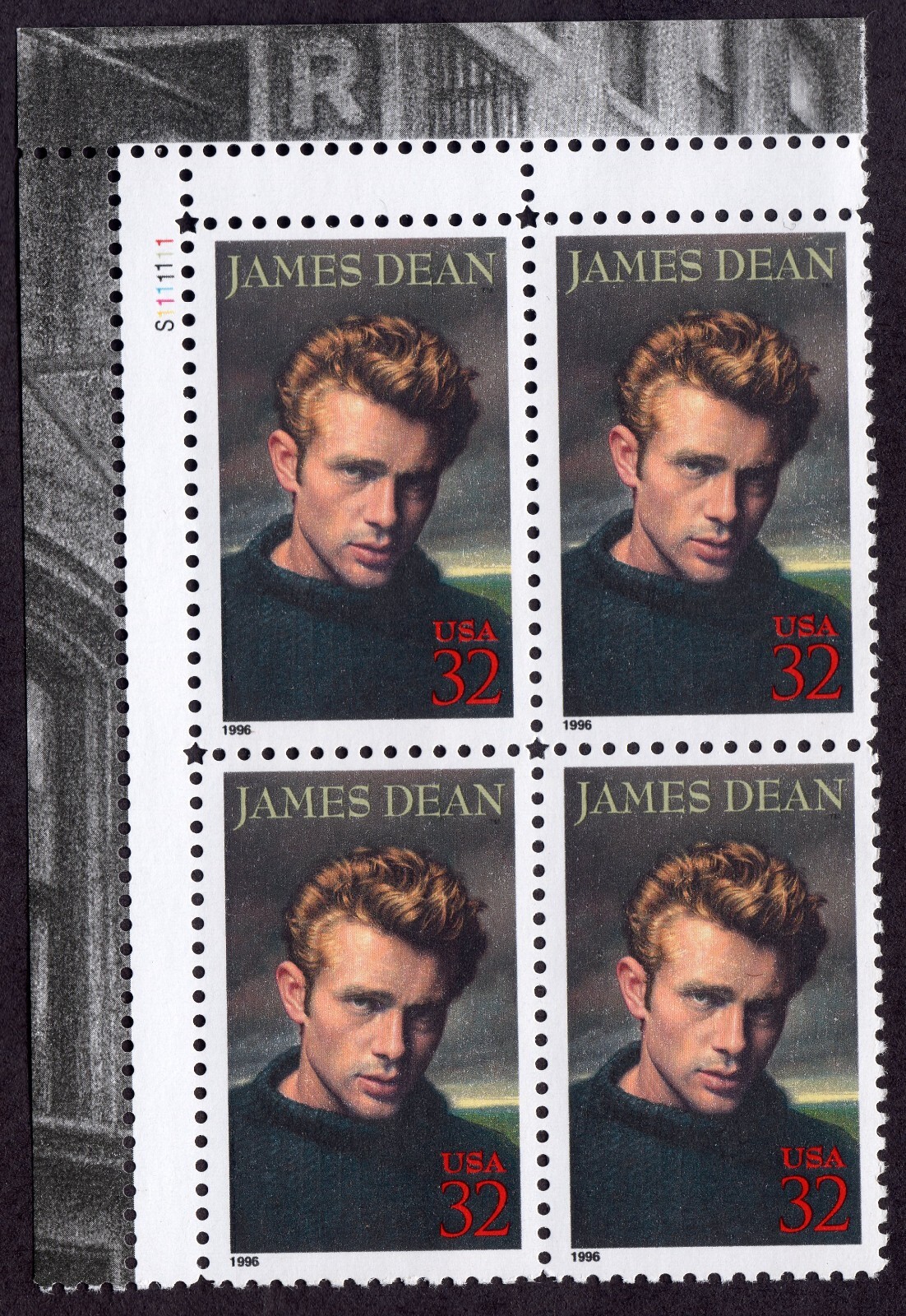 Scott #3082 James Dean Plate Block of 4 Stamps - MNH