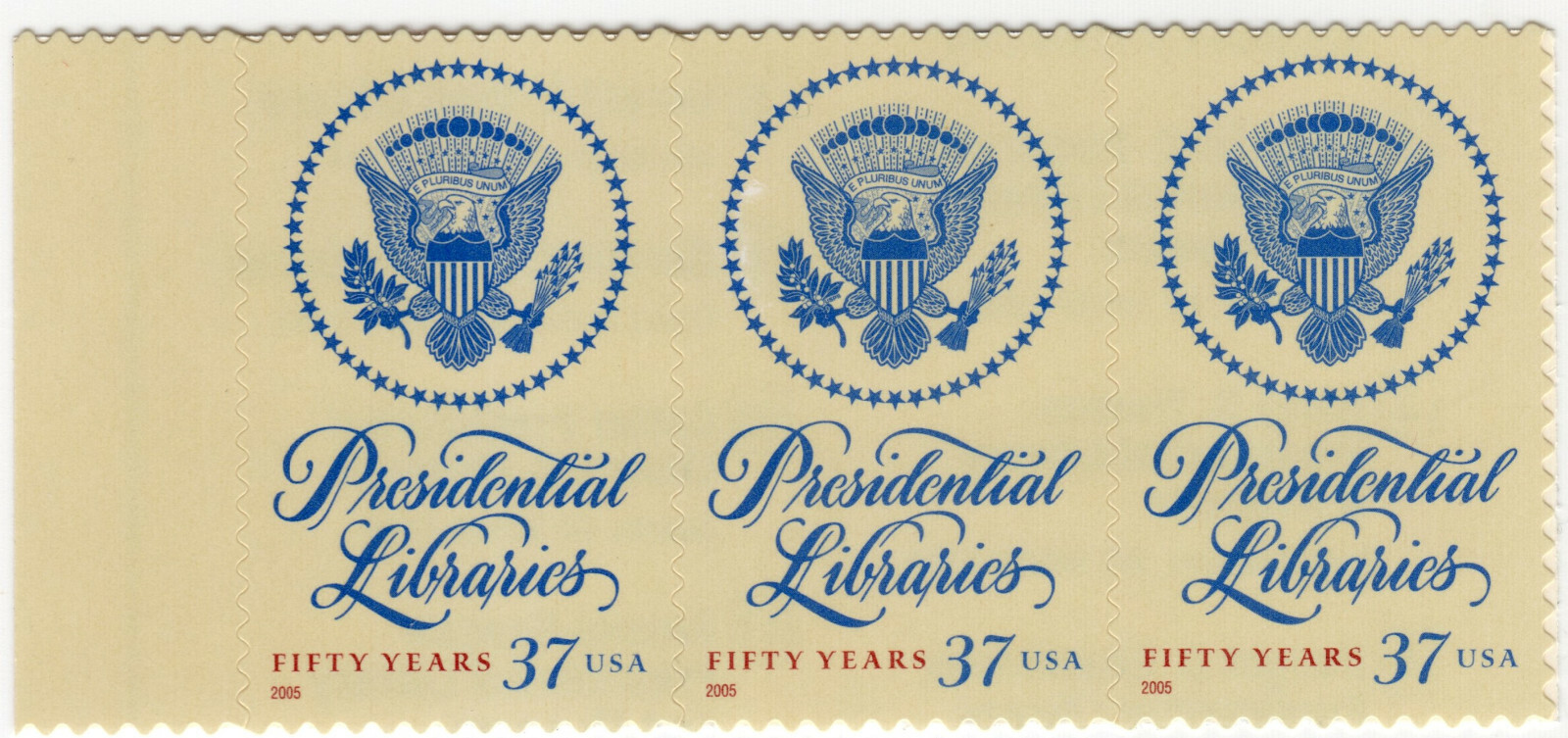 Scott #3930 Presidential Libraries Block of 3 Stamps - MNH