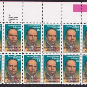 Scott #2371 22¢ James Weldon Johnson Black Heritage Plate Block of 20 Stamps MNH