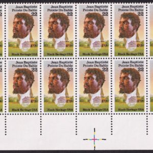 Scott #2249 22¢ Jean Baptiste Sable Black Heritage Plate Block of 20 Stamps MNH