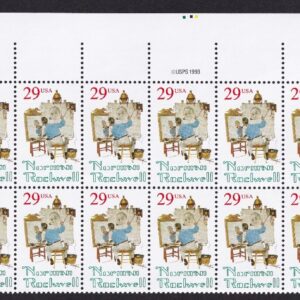 Scott #2839 29¢ Norman Rockwell Plate Block of 20 Stamps - MNH Top #1