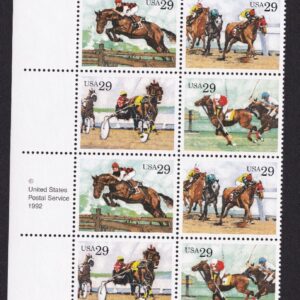Scott #2759a (2756-59) Sporting Horses Plate Block of 16 Stamps - MNH
