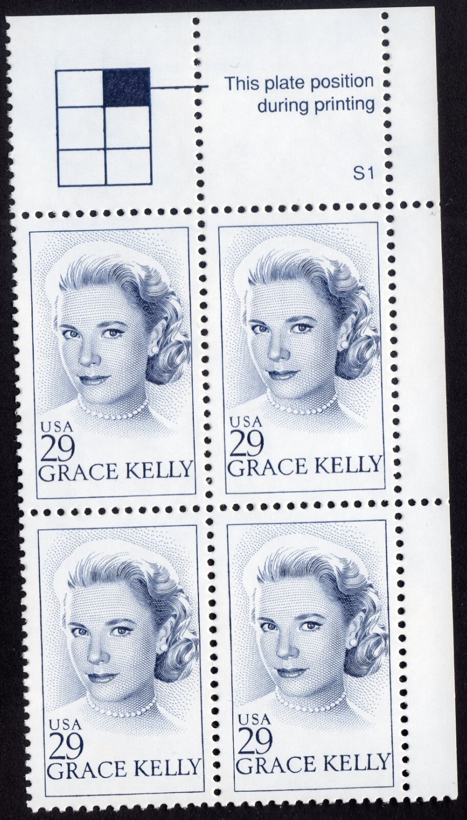 Scott #2749 Grace Kelly Plate Block of 4 Stamps - MNH P#S1