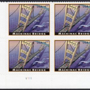 Scott #4438 Mackinac Bridge Plate Block of 4 Priority Mail Stamps - MNH LL