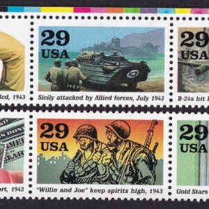 Scott #2765 1943: Turning the Tide Strips of 5 Stamps (10 total) - MNH