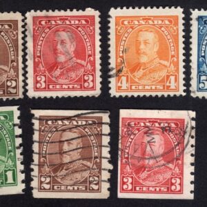 Canada 163-166-167-168-170-172-179-182-183 King George V regular & coil stamps