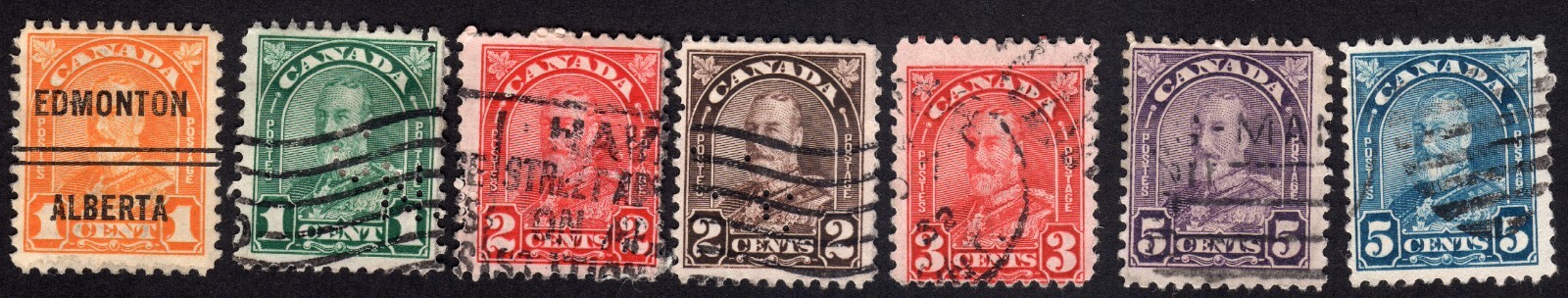 Canada 162-163-165-166-167-169-170 King George V used stamps