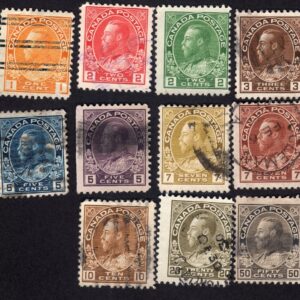 Canada 104-122 King George V used stamps (sans 117)