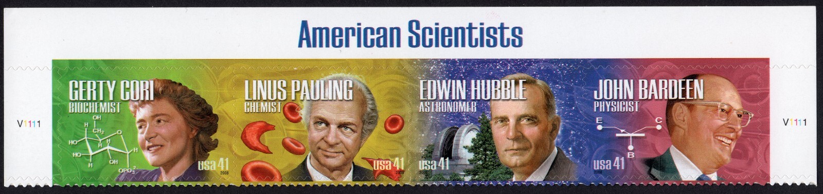 Scott #4227a (4224-27) American Scientists Title Plate Block of 4 Stamps - MNH