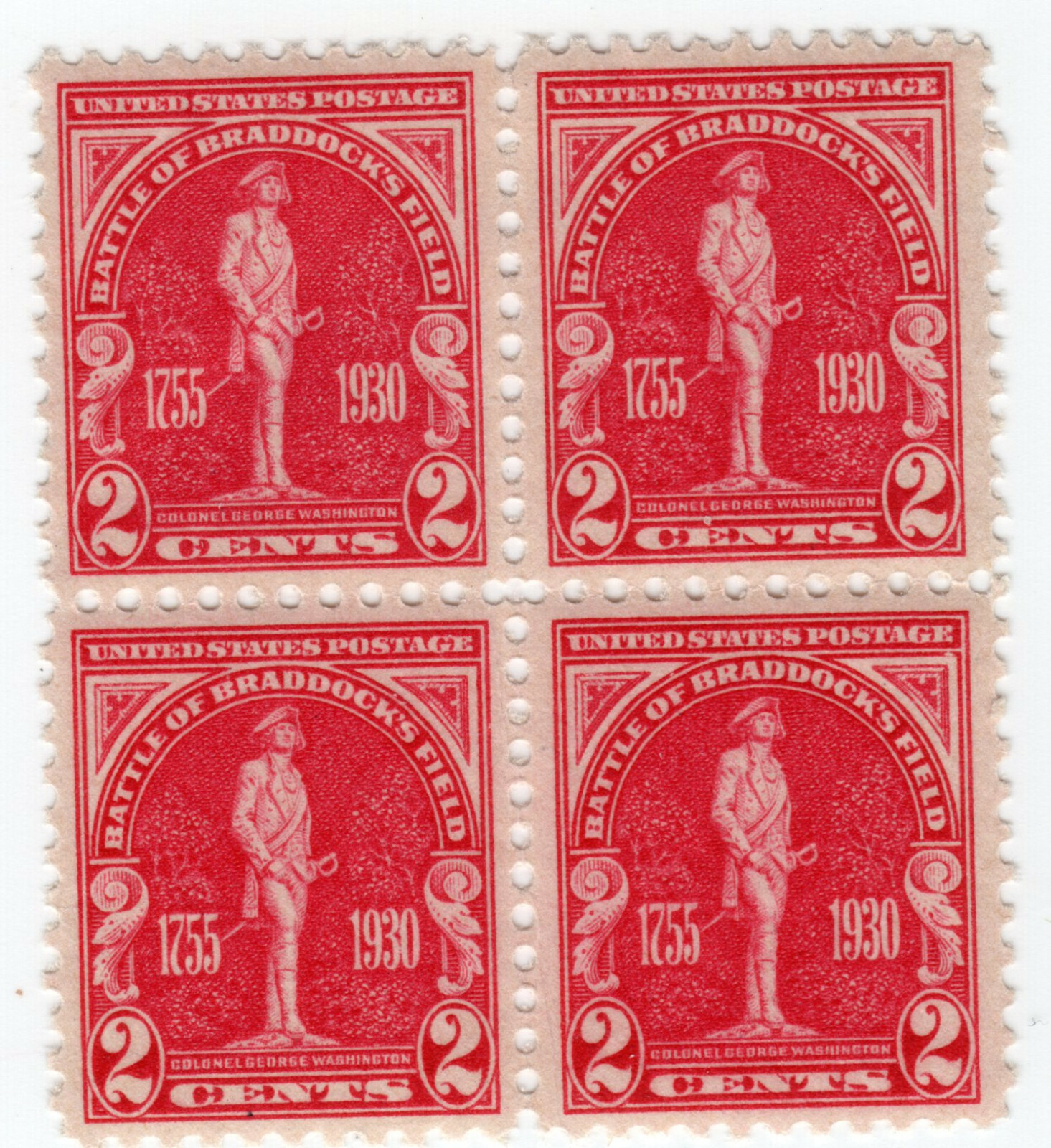 Scott #688 Battle of Braddock's Field Block of 4 Stamps - MNH #2