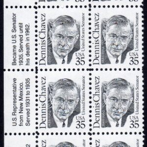 Scott #2186 Dennis Chavez Plate Block Of 20 Stamps - MNH #S1 LL
