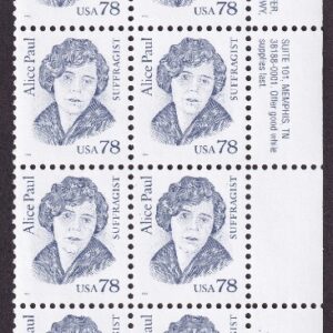 Scott #2943a Alice Paul Plate Block Of 20 Stamps - MNH Right
