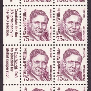 Scott #2192 Wendell Willkie Plate Block of 20 Stamps - MNH in unused mount