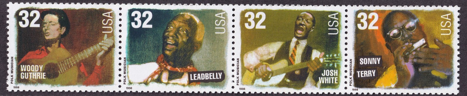 Scott #3215a (3212-3215) Folk Musicians Strip (Block) of 4 Stamps - MNH
