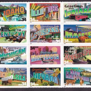 SCOTT #3571-3590 Greetings America Strip of 20 Stamps (H-N) - MNH
