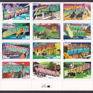 SCOTT #3591-3610 Greetings America Strip of 20 Stamps (N-W) - MNH