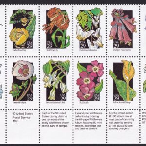 Scott #2677-2696 WildFlowers Bottom Block of 20 Stamps - MNH P#P2222