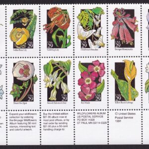 Scott #2677-2696 WildFlowers Bottom Block of 20 Stamps - MNH P#P1111