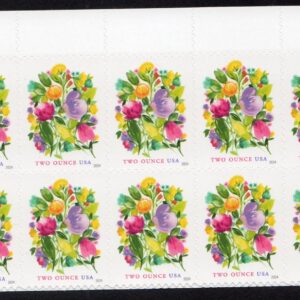 Scott #5850 Wedding Blooms Plate Block of 10 2 oz Forever Stamps - MNH Top