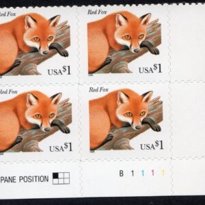Scott #3036 Red Fox Plate Block of 4 Stamps (P#B1111 LR) - MNH #2